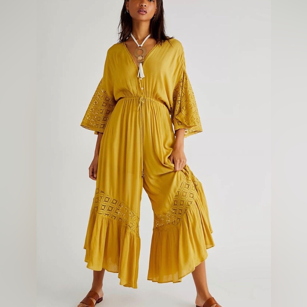 Free People gold jumpsuit